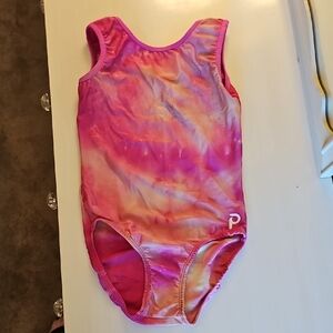 Dynamic Pink and Orange Bodysuit with Swirl Design